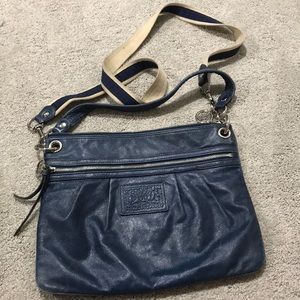 Navy blue leather Coach purse